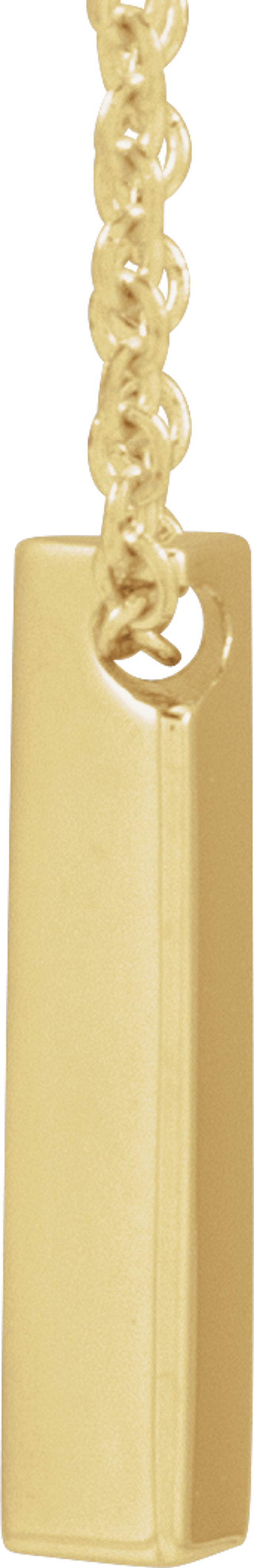 14K Yellow Gold Engravable Three-Sided Bar 16-18" Necklace