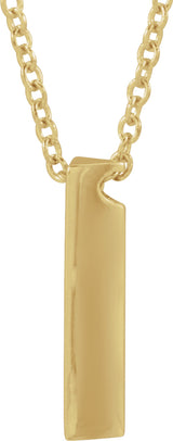 14K Yellow Gold Engravable Three-Sided Bar 16-18" Necklace