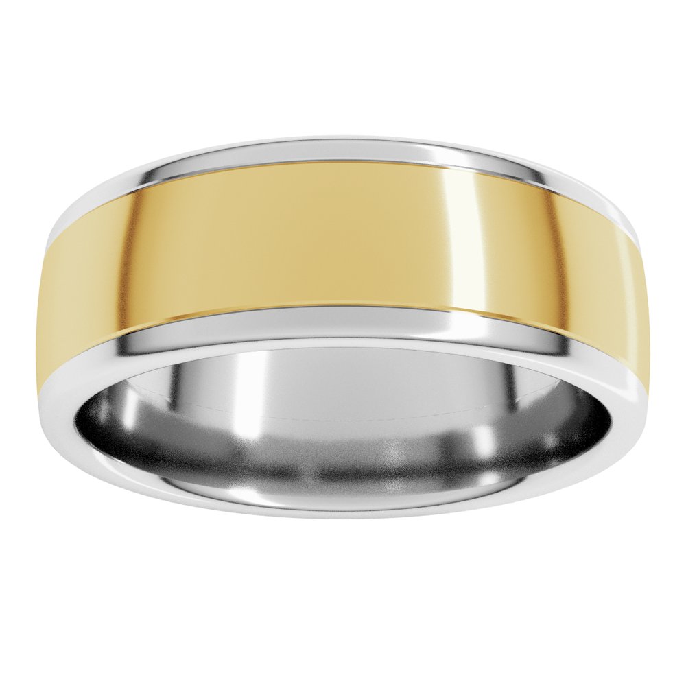 14K White/Yellow 7 mm Comfort-Fit Standard Weight European-Style Band Size 10