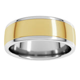 14K White/Yellow 7 mm Comfort-Fit Standard Weight European-Style Band Size 10