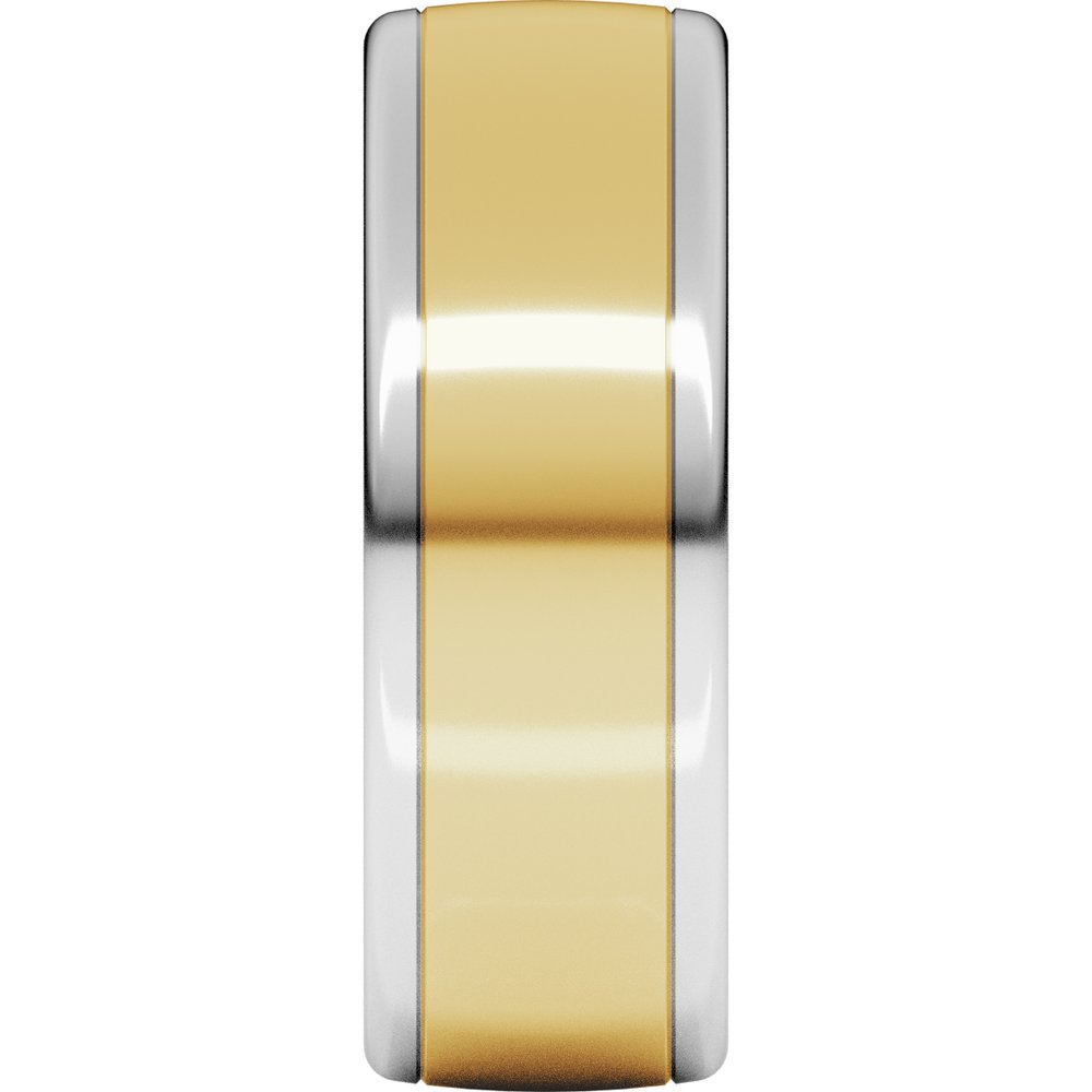 14K White/Yellow 7 mm Comfort-Fit Standard Weight European-Style Band Size 10