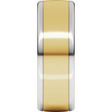 14K White/Yellow 7 mm Comfort-Fit Standard Weight European-Style Band Size 10
