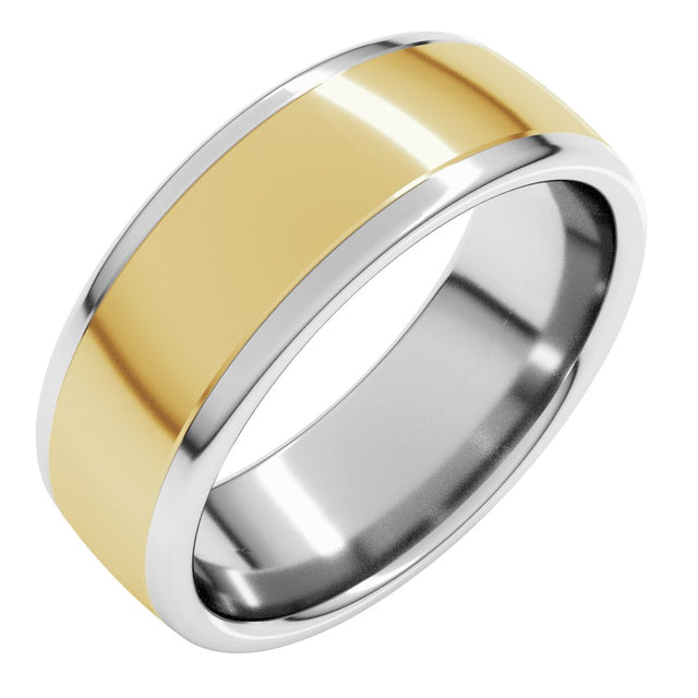 14K White/Yellow 7 mm Comfort-Fit Standard Weight European-Style Band Size 10