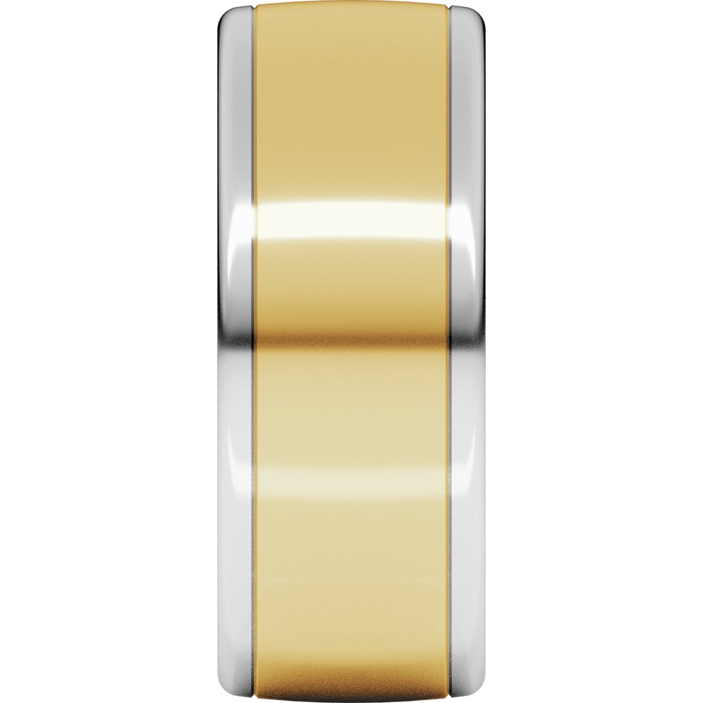 14K White/Yellow 8 mm Comfort-Fit Standard Weight European-Style Band Size 11.5