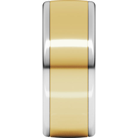 14K White/Yellow 8 mm Comfort-Fit Standard Weight European-Style Band Size 11.5