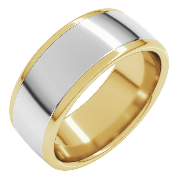 14K Yellow/White 8 mm Comfort-Fit European-Style Band Size 10.5