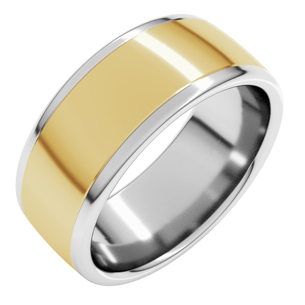 14K White/Yellow 8 mm Comfort-Fit European-Style Band Size 9.5