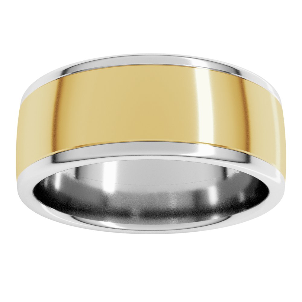 14K White/Yellow 8 mm Comfort-Fit Standard Weight European-Style Band Size 11.5