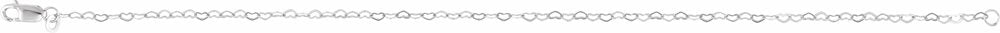 14K White Gold 1.9 mm Heart 7" Chain