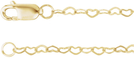 14K Yellow Gold 1.9 mm Heart 16" Chain
