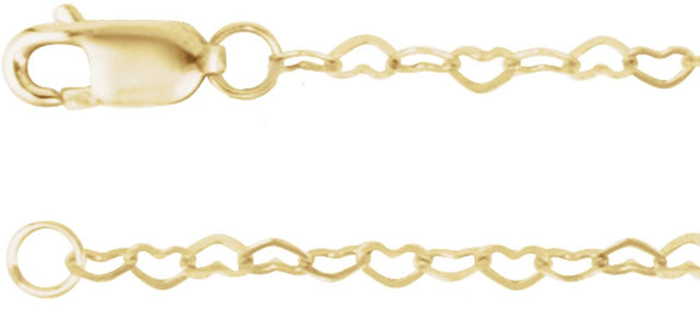 14K Yellow Gold 1.9 mm Heart 16" Chain