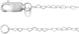 14K White .8 mm Heart 7" Chain