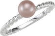 Sterling Silver Imitation Pink Pearl Rope Ring 