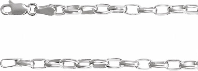 Sterling Silver 3.9 mm Puffed Oval Cable 16" Chain