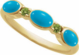 14K Yellow Natural Turquoise & Natural Peridot Stackable Ring