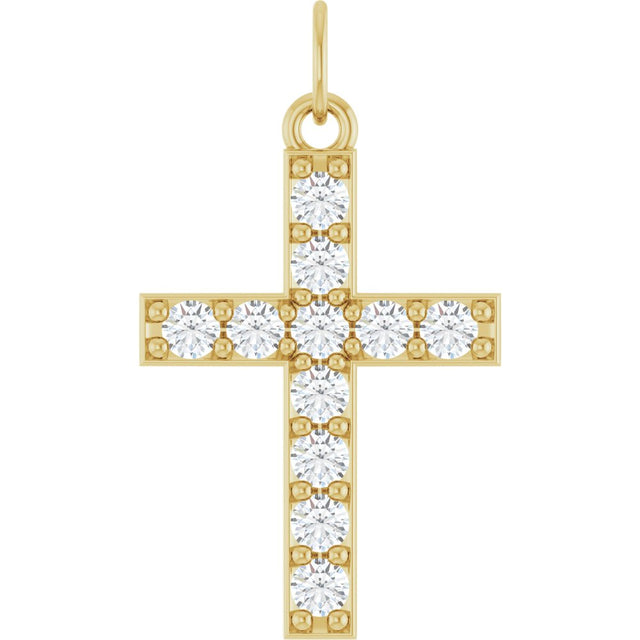 14K Yellow Gold 1/3 CTW Lab-Grown Diamond Cross Pendant 