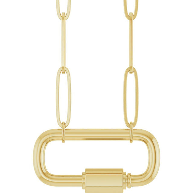 14K Yellow Gold Carabiner Charm 16" Necklace