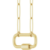 14K Yellow Gold Carabiner Charm 16" Necklace