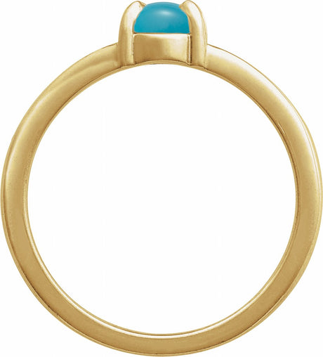 14K Yellow Natural Turquoise Cabochon Ring