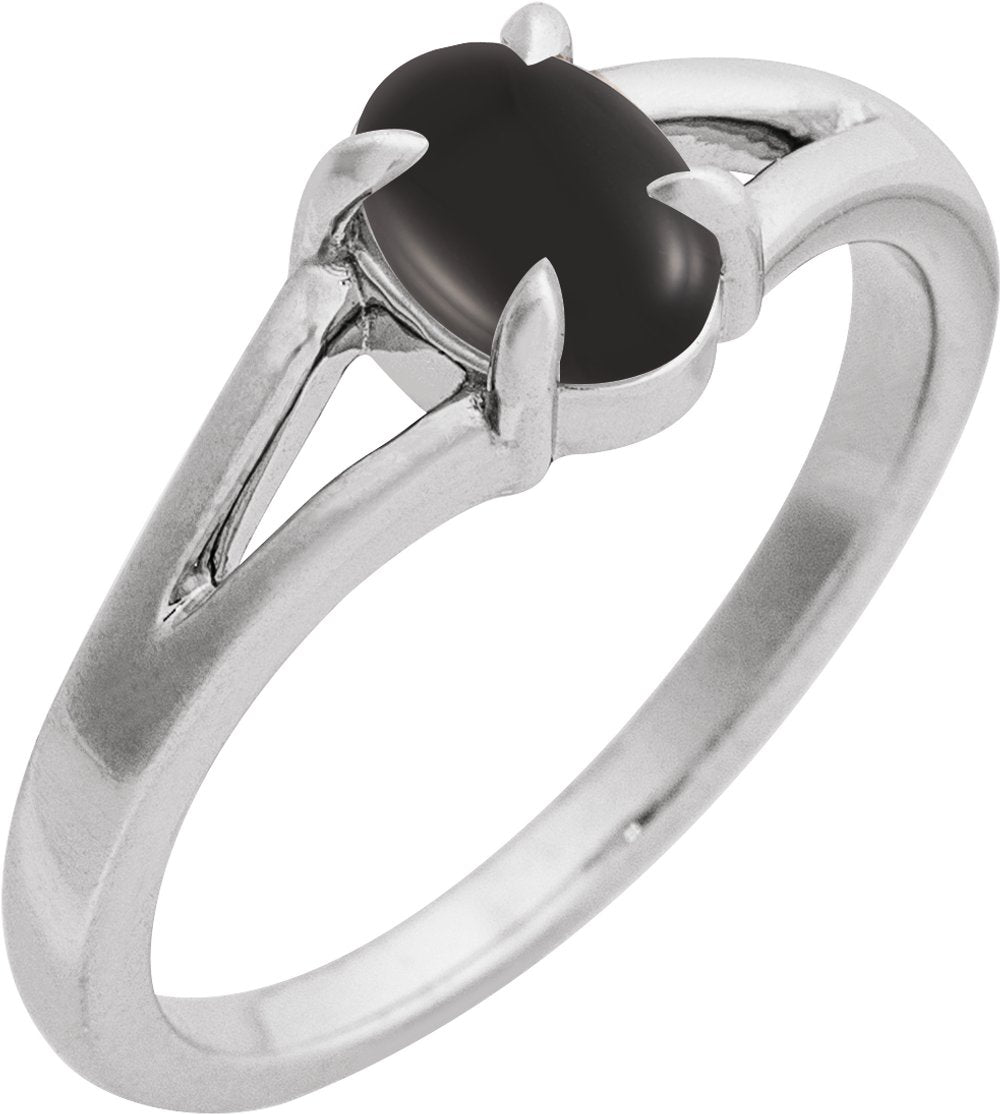 Sterling Silver Natural Onyx Cabochon Ring