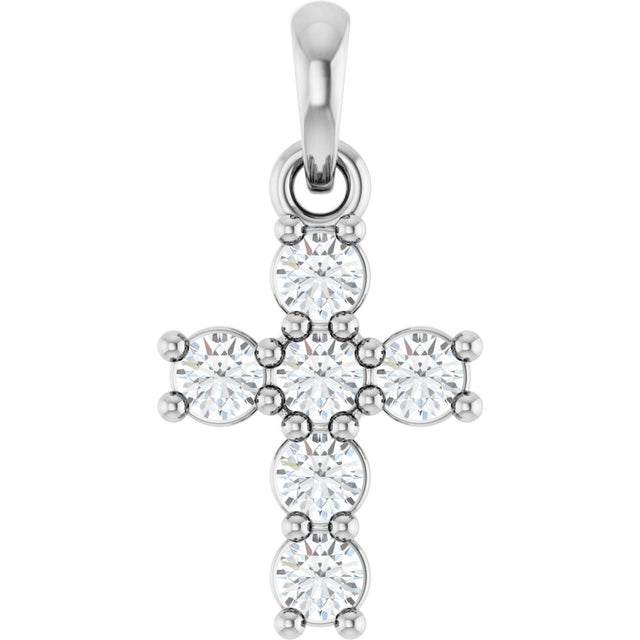 14K White Gold 1/4 CTW Natural Diamond Cross Pendant