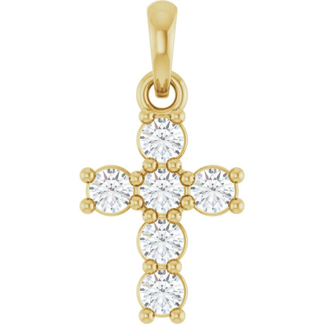 14K Yellow Gold 1/4 CTW Natural Diamond Cross Pendant
