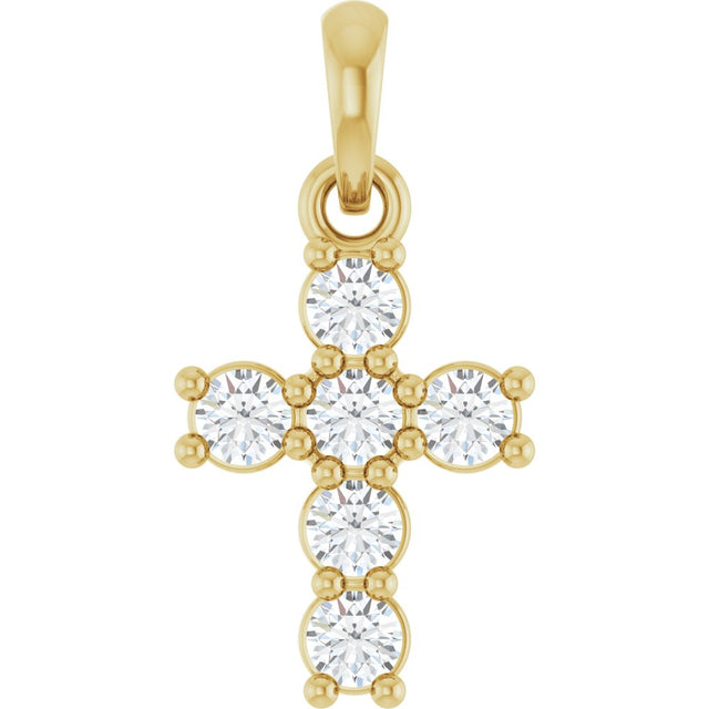 14K Yellow Gold 1/4 CTW Natural Diamond Cross Pendant
