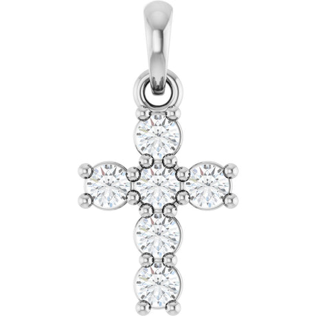 14K White Gold 1/4 CTW Natural Diamond Cross Pendant