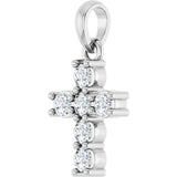 14K White Gold 1/4 CTW Natural Diamond Cross Pendant