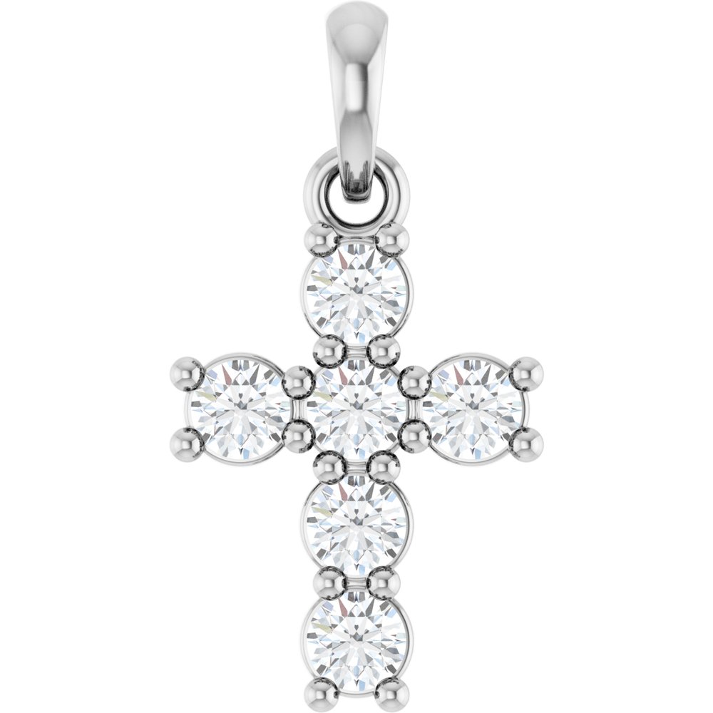 14K White Gold 1/3 CTW Lab-Grown Diamond Cross Pendant