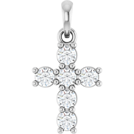 14K White Gold 1/3 CTW Lab-Grown Diamond Cross Pendant