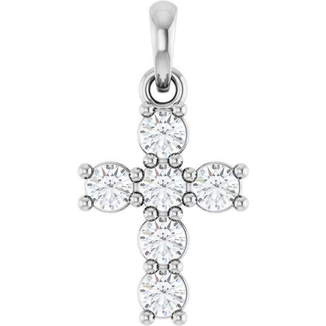 14K White Gold 1/3 CTW Lab-Grown Diamond Cross Pendant