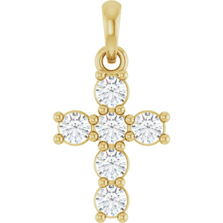 14K Yellow Gold 1/3 CTW Natural Diamond Cross Pendant