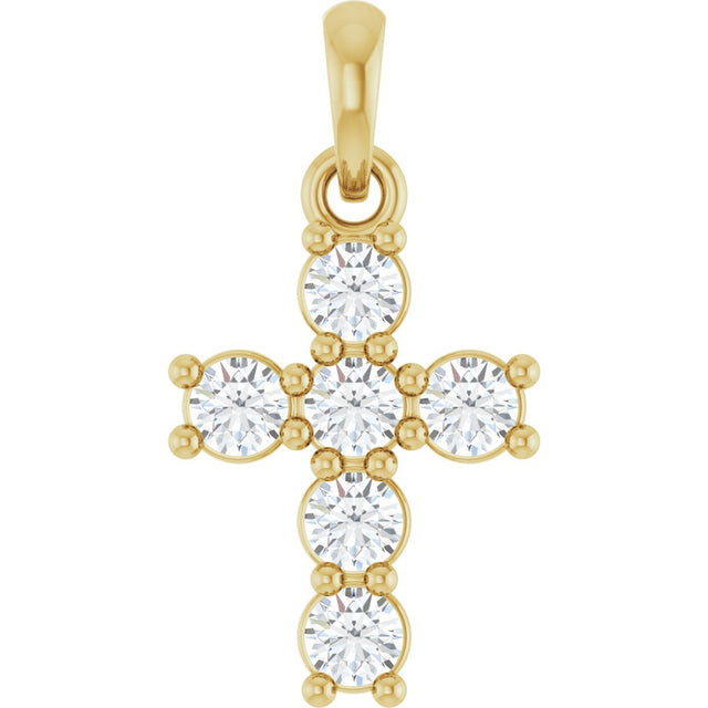 14K Yellow Gold 1/3 CTW Natural Diamond Cross Pendant