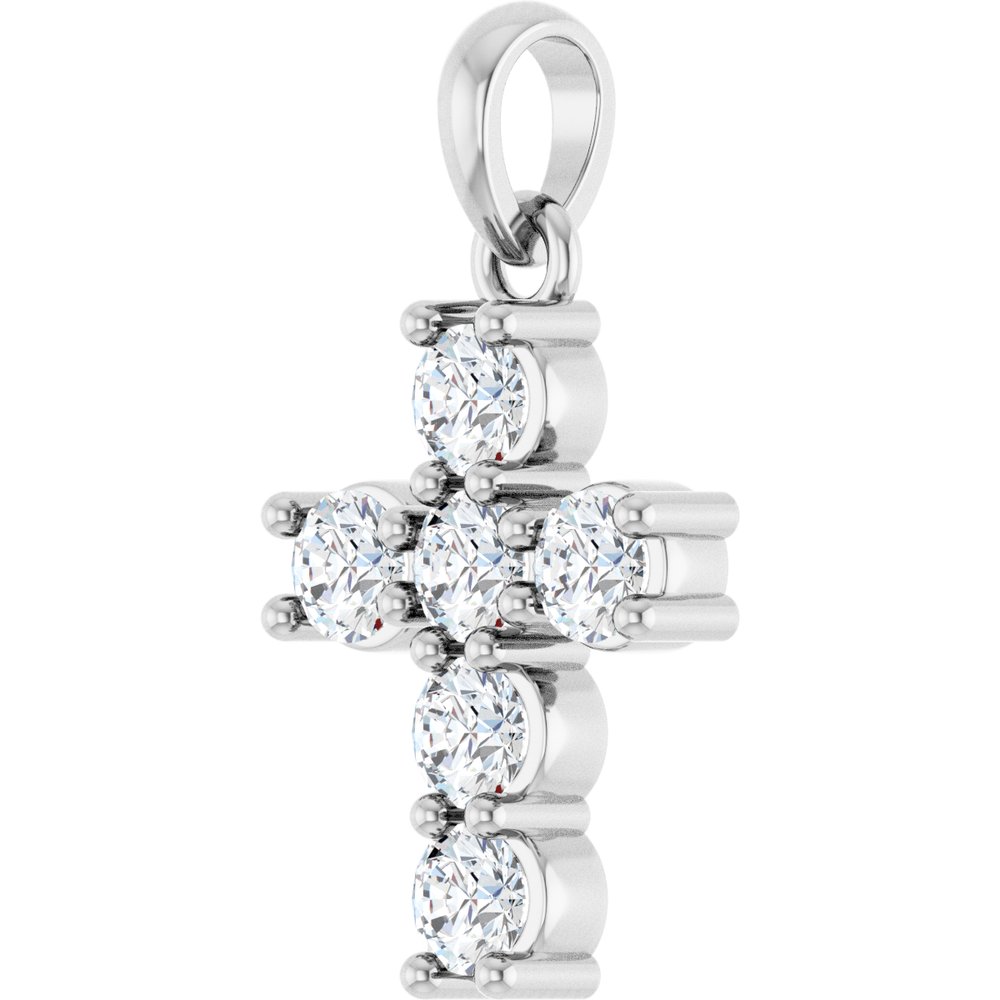 14K White Gold 1/2 CTW Lab-Grown Diamond Cross Pendant