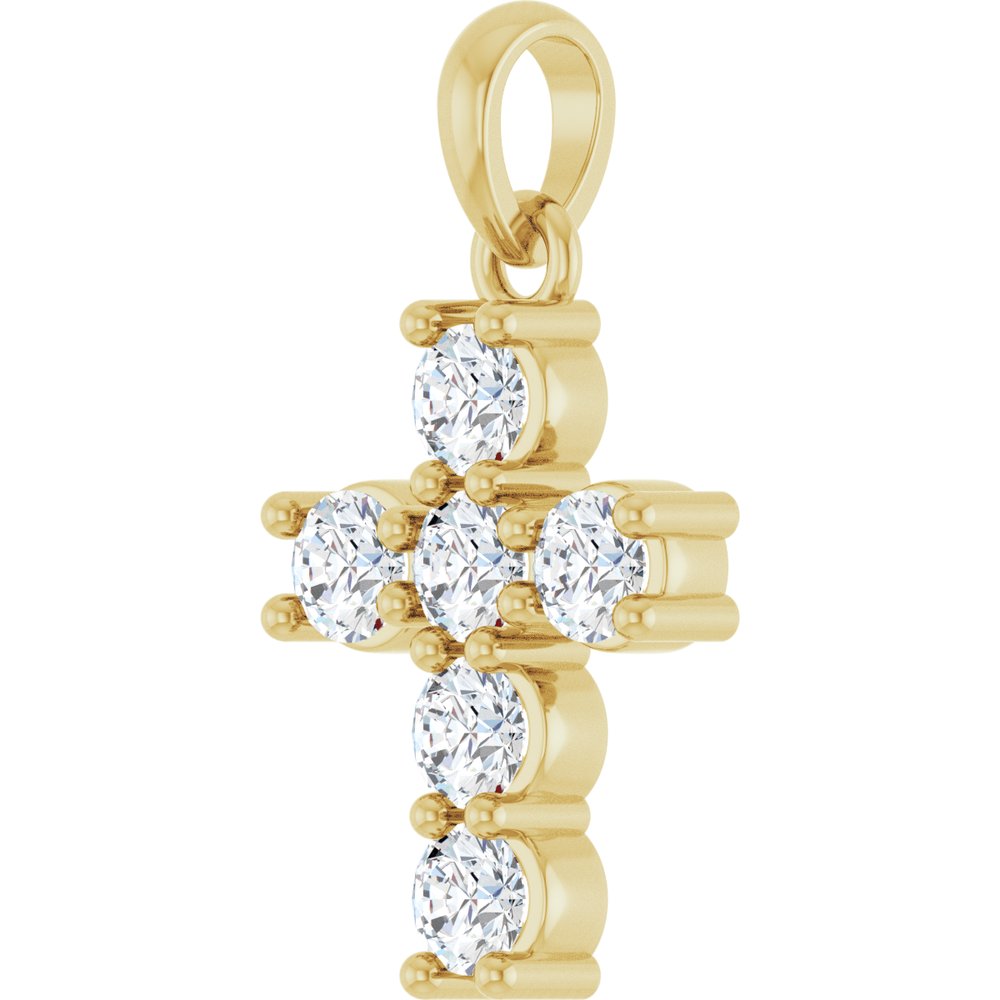 14K Yellow Gold 1/2 CTW Natural Diamond Cross Pendant