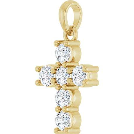 14K Yellow Gold 1/2 CTW Natural Diamond Cross Pendant