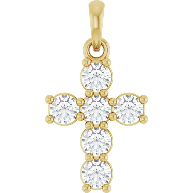 14K Yellow Gold 1/2 CTW Natural Diamond Cross Pendant