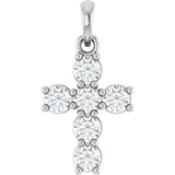 14K White Gold 1/2 CTW Lab-Grown Diamond Cross Pendant