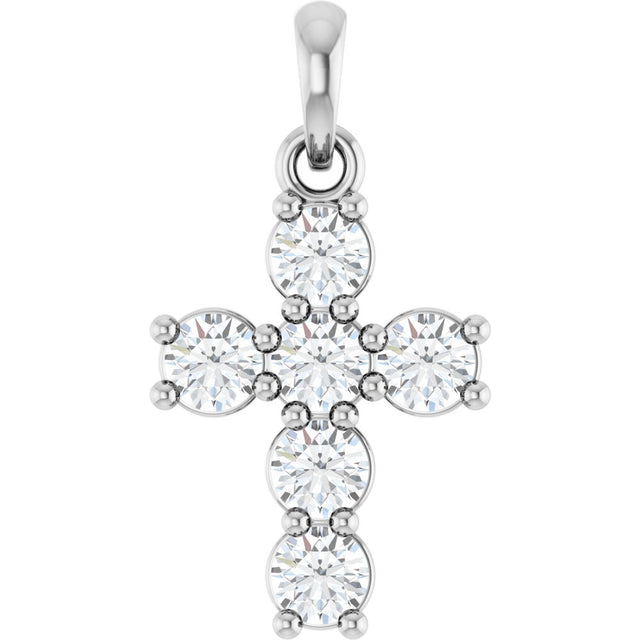 14K White Gold 1/2 CTW Lab-Grown Diamond Cross Pendant