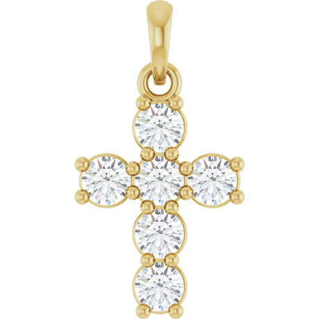 14K Yellow Gold 1/2 CTW Lab-Grown Diamond Cross Pendant