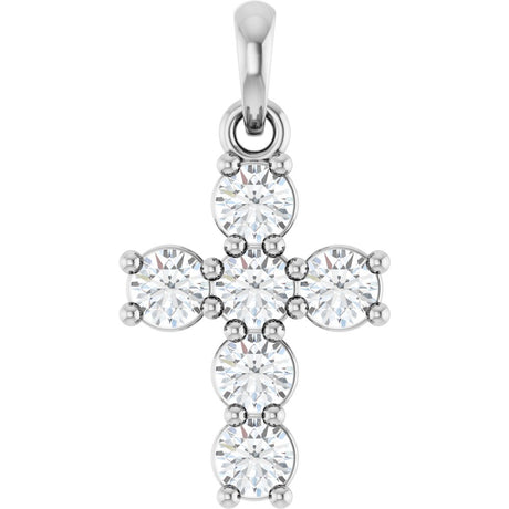 14K White Gold 1/2 CTW Natural Diamond Cross Pendant