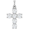 14K White Gold 3/4 CTW Lab-Grown Diamond Cross Pendant