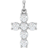 14K White Gold 3/4 CTW Natural Diamond Cross Pendant