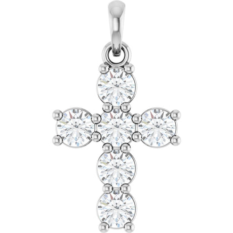 14K White Gold 3/4 CTW Lab-Grown Diamond Cross Pendant