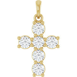 14K Yellow Gold 3/4 CTW Natural Diamond Cross Pendant