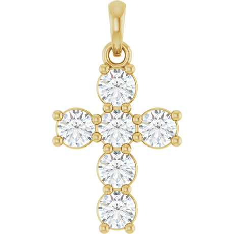 14K Yellow Gold 3/4 CTW Natural Diamond Cross Pendant
