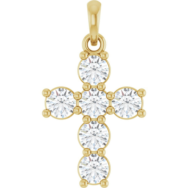 14K Yellow Gold 3/4 CTW Natural Diamond Cross Pendant