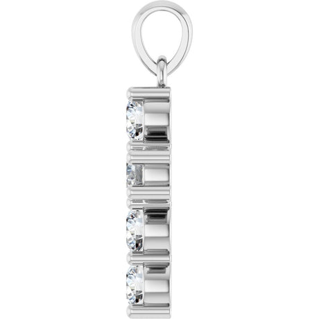 14K White Gold 3/4 CTW Lab-Grown Diamond Cross Pendant