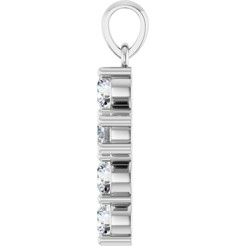 14K White Gold 3/4 CTW Lab-Grown Diamond Cross Pendant